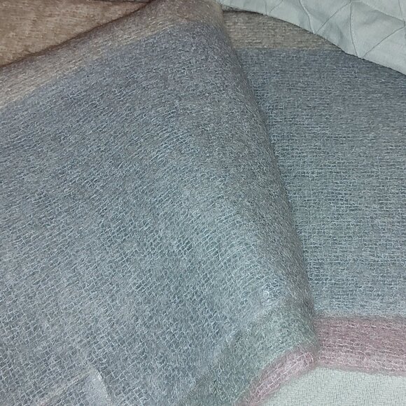 Avoca Handweavers Other - AVOCA HANDWEAVERS MOHAIR WOOL THROW IRELAND AQUA IVORY PINK SHADES 58 x 70